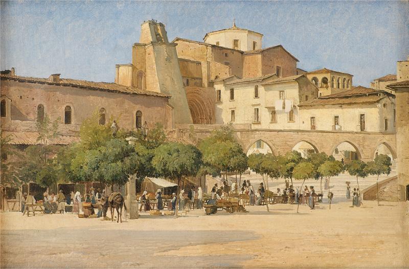Edvard Petersen The square in Sulmona France oil painting art